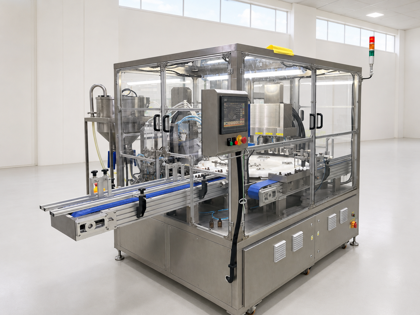 Rotary indexing fill-cap 4 heads